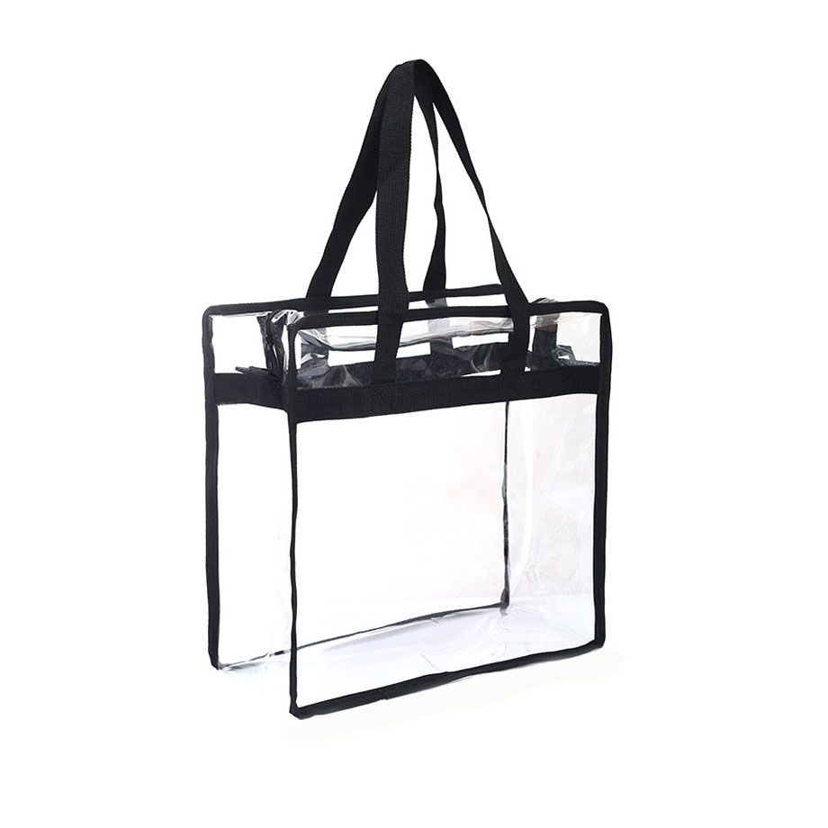 Clear PVC Beach Tote Bag 32x32x15cm – Black