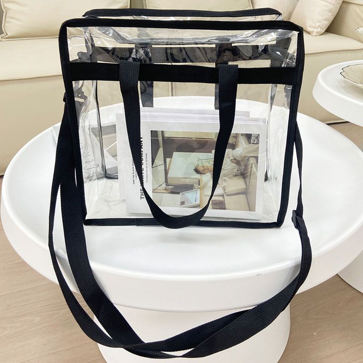Clear PVC Beach Tote Bag 32x32x15cm – Black
