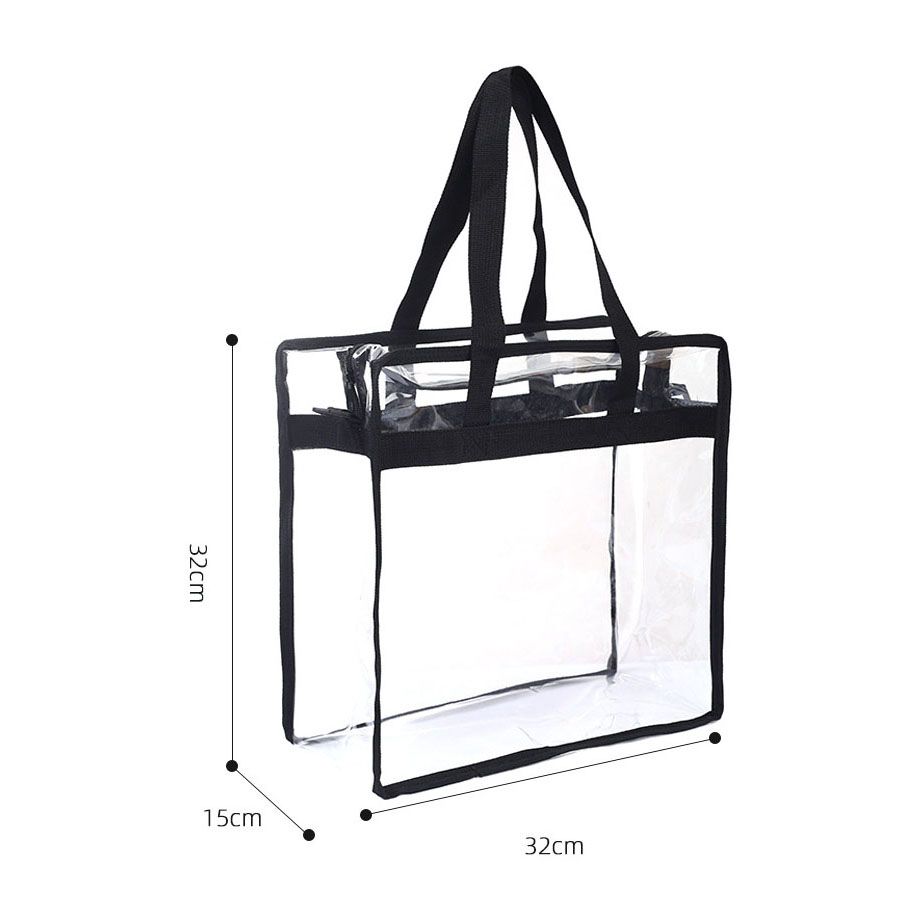 Clear PVC Beach Tote Bag 32x32x15cm – Black