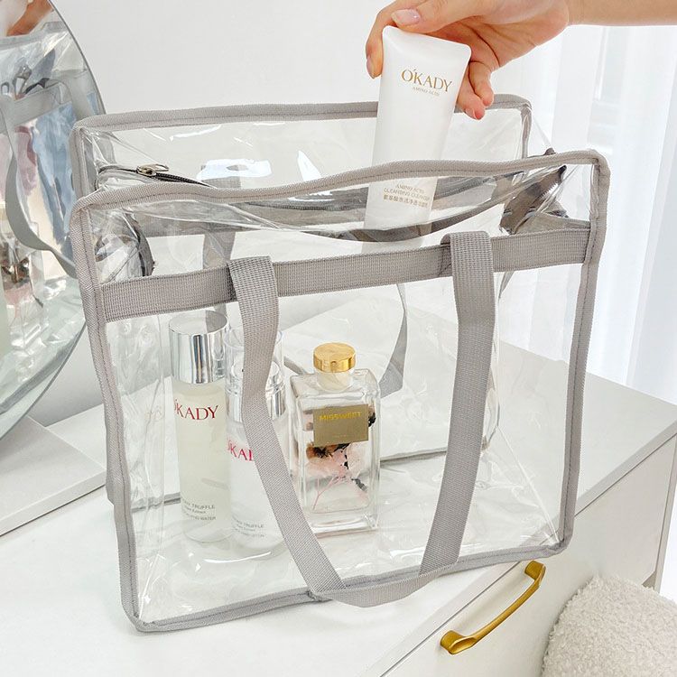 Clear PVC Beach Tote Bag 32x32x15cm – Grey
