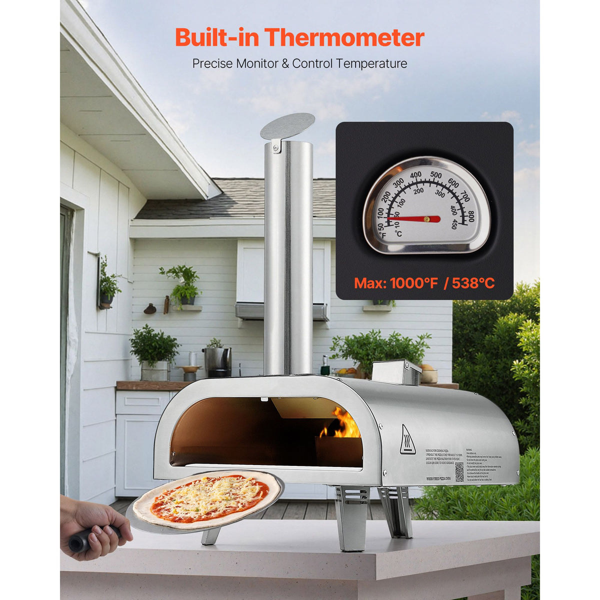 12 Inch Portable Pellet Pizza Oven – Wood Fired Stainless Steel