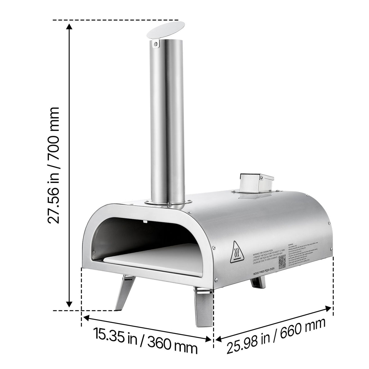 12 Inch Portable Pellet Pizza Oven – Wood Fired Stainless Steel