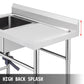 Handmade Sink Non-magnetic Stainless Steel Kitchen Sink Hand Made 1 Compartment 40.6 x 39.4 x 25.4 cm Capacity Huge Tub Sink with Right Hand Platform for Farmhouse Cafe Shop Hospital