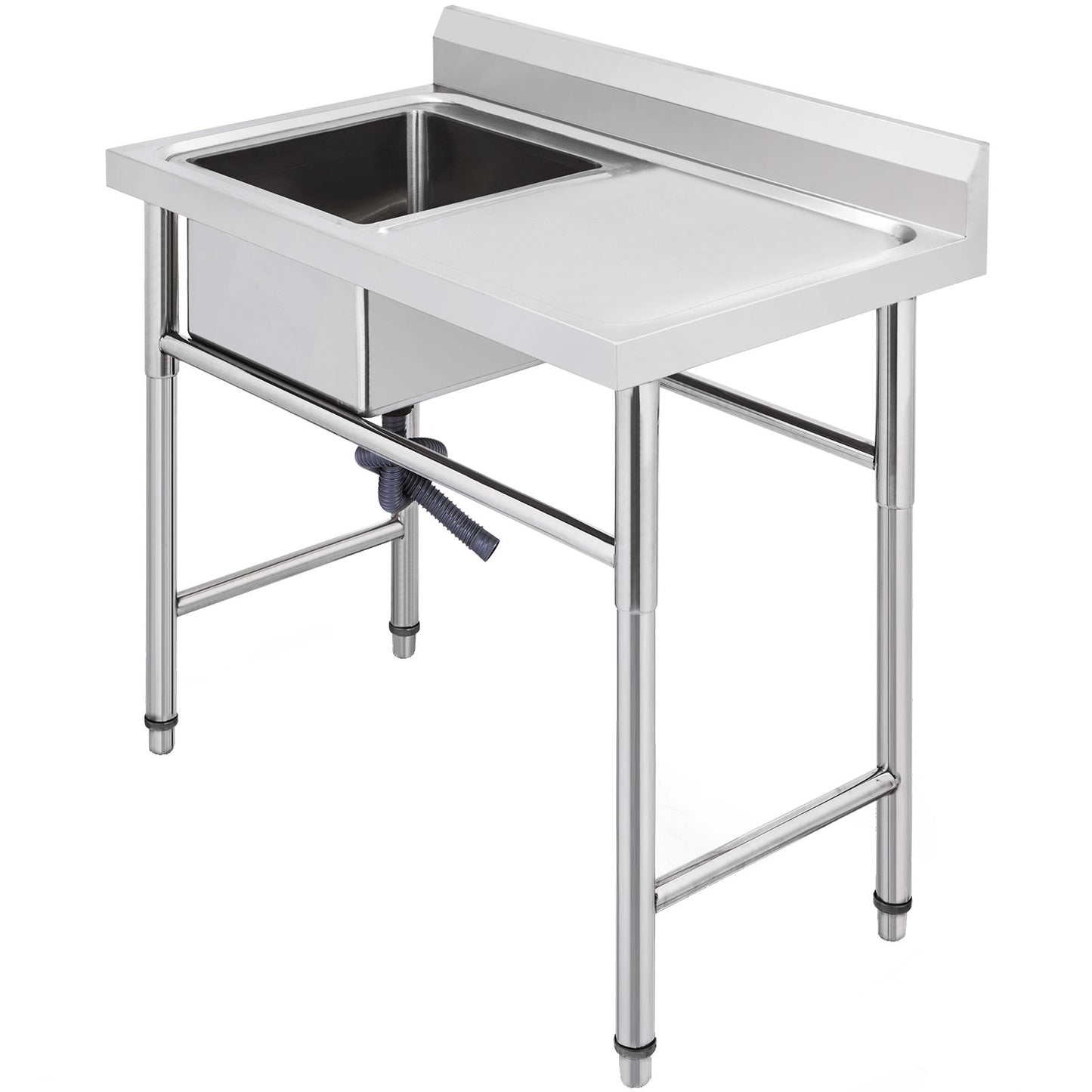 Handmade Sink Non-magnetic Stainless Steel Kitchen Sink Hand Made 1 Compartment 40.6 x 39.4 x 25.4 cm Capacity Huge Tub Sink with Right Hand Platform for Farmhouse Cafe Shop Hospital
