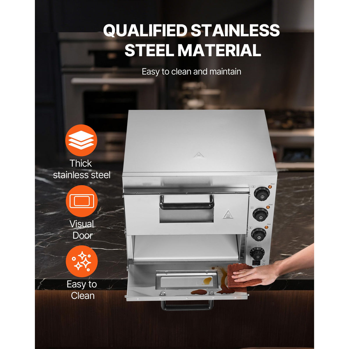 16 Inch Commercial Double Deck Electric Pizza Oven – Stainless Steel