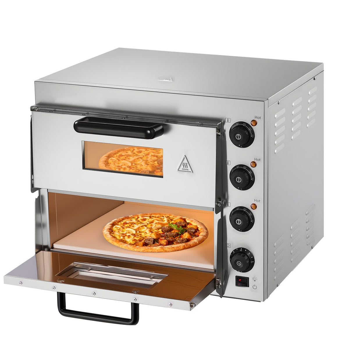 16 Inch Commercial Double Deck Electric Pizza Oven – Stainless Steel