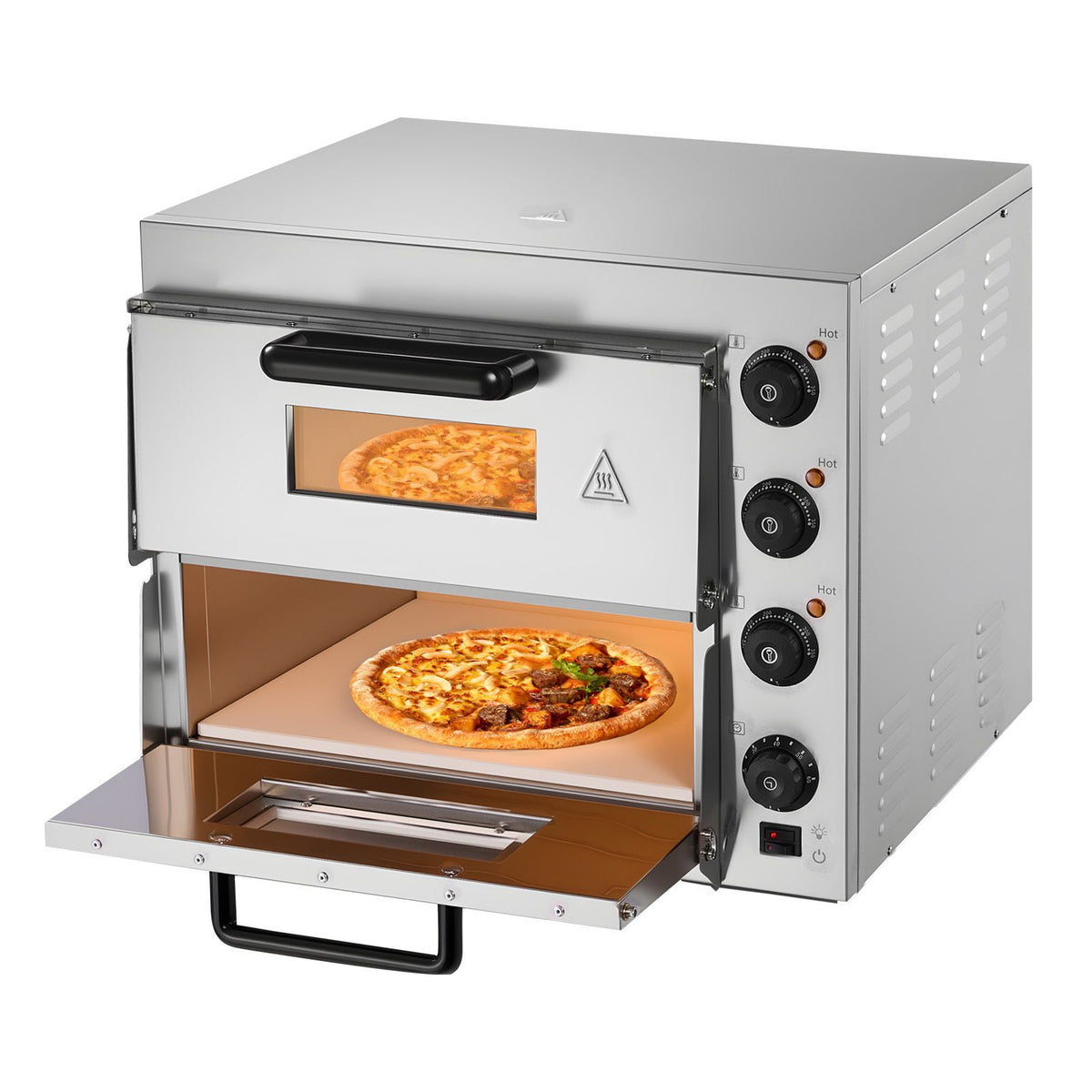 16 Inch Commercial Double Deck Electric Pizza Oven – Stainless Steel