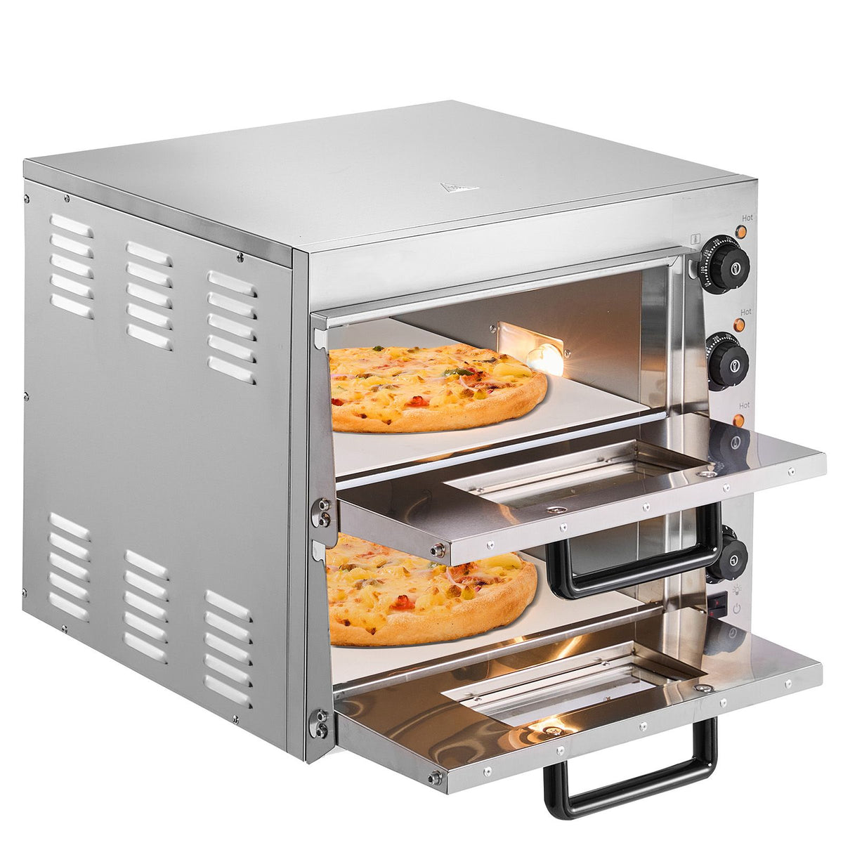 16 Inch Commercial Double Deck Electric Pizza Oven – Stainless Steel