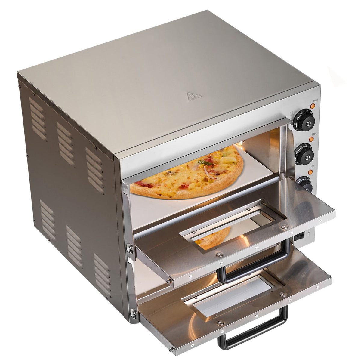 16 Inch Commercial Double Deck Electric Pizza Oven – Stainless Steel