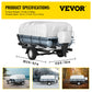Vevor boat trailer with pontoon cover and product specifications on a white background
