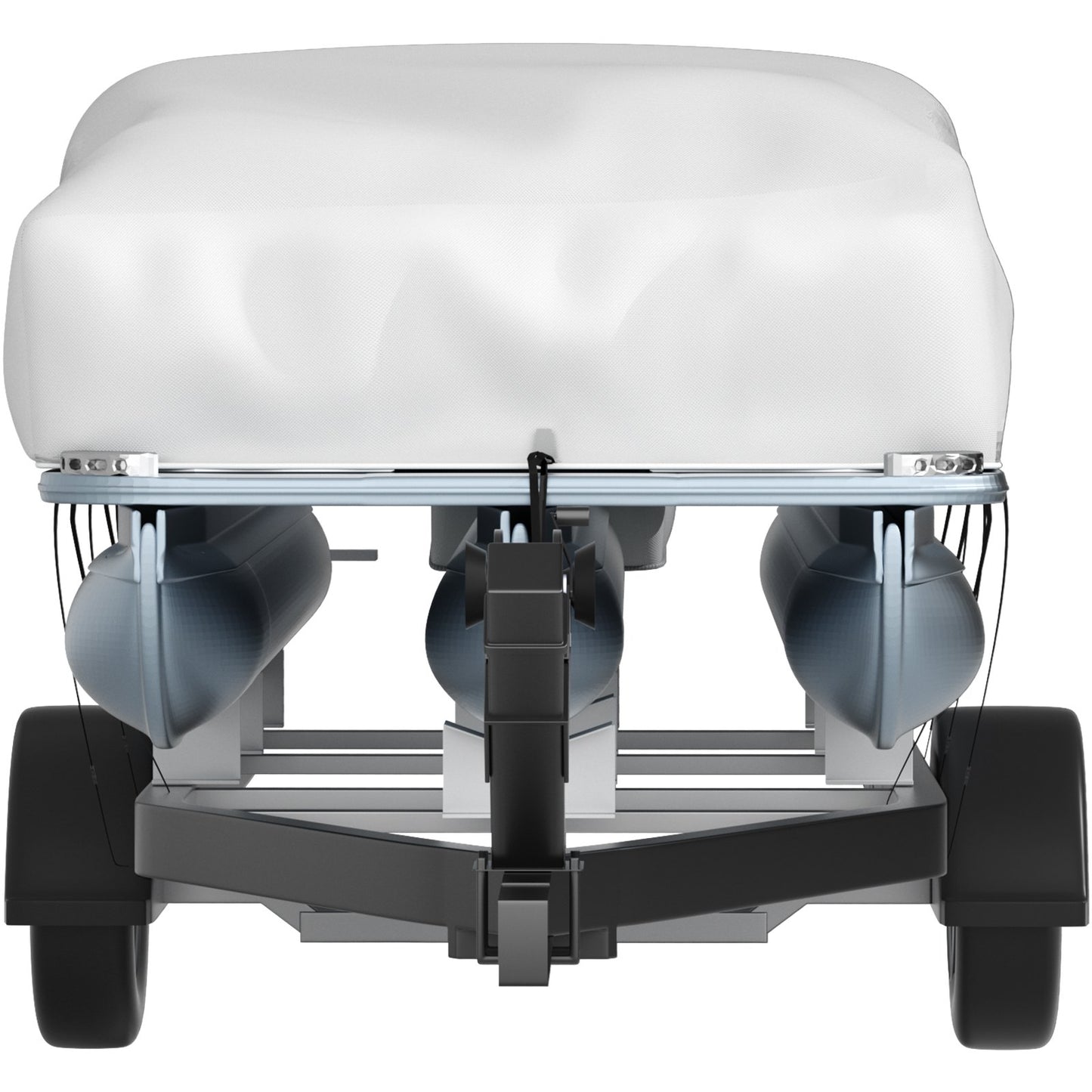 Pontoon Boat Cover, Fit for 17\'-20\' Boat, Heavy Duty 600D Marine Grade Oxford Fabric, UV Resistant Waterproof Trailerable Boat Cover with 2 Support Poles and 7 Wind-Proof Straps, Gray