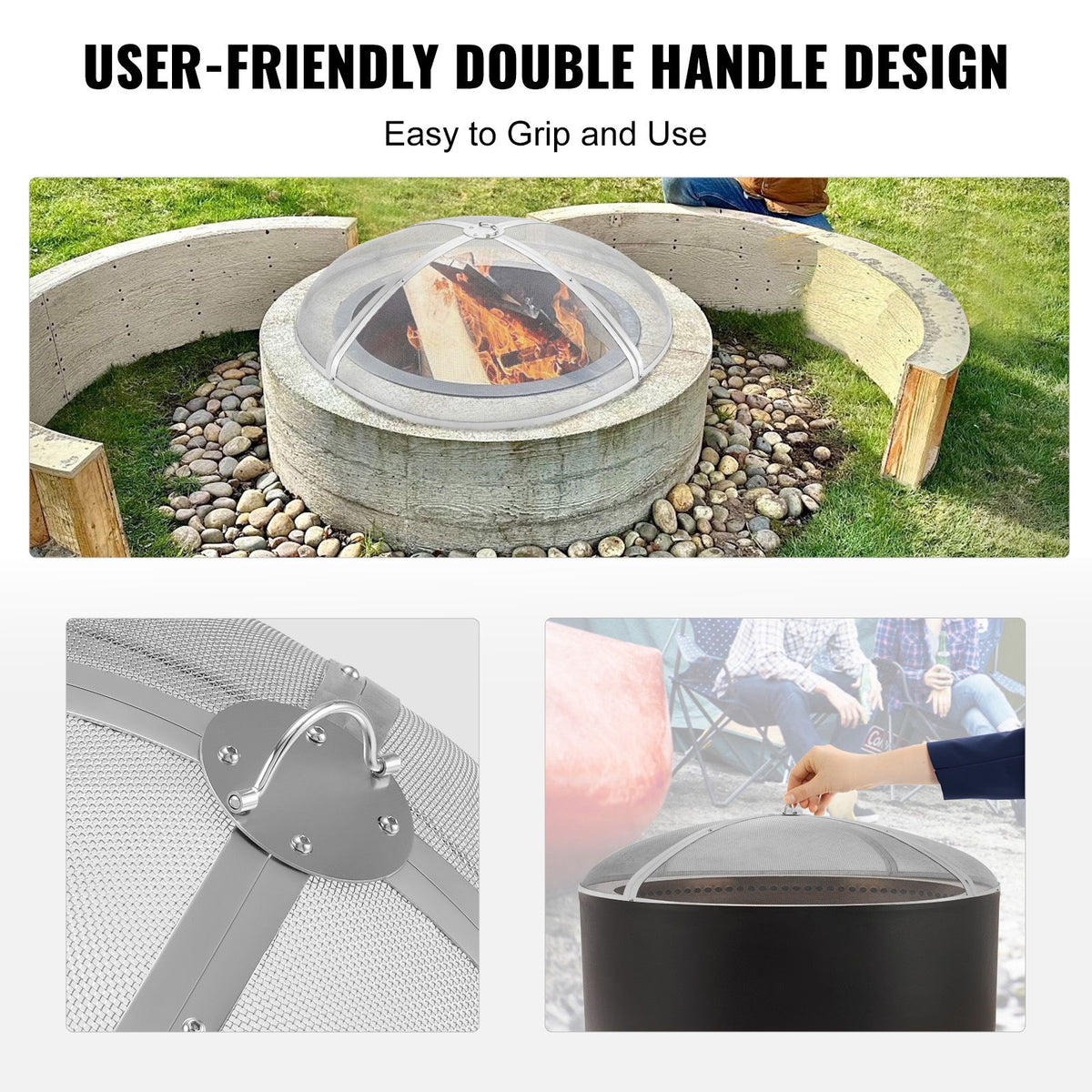 40 Inch Round Fire Pit Spark Screen Cover – Heavy Duty Steel