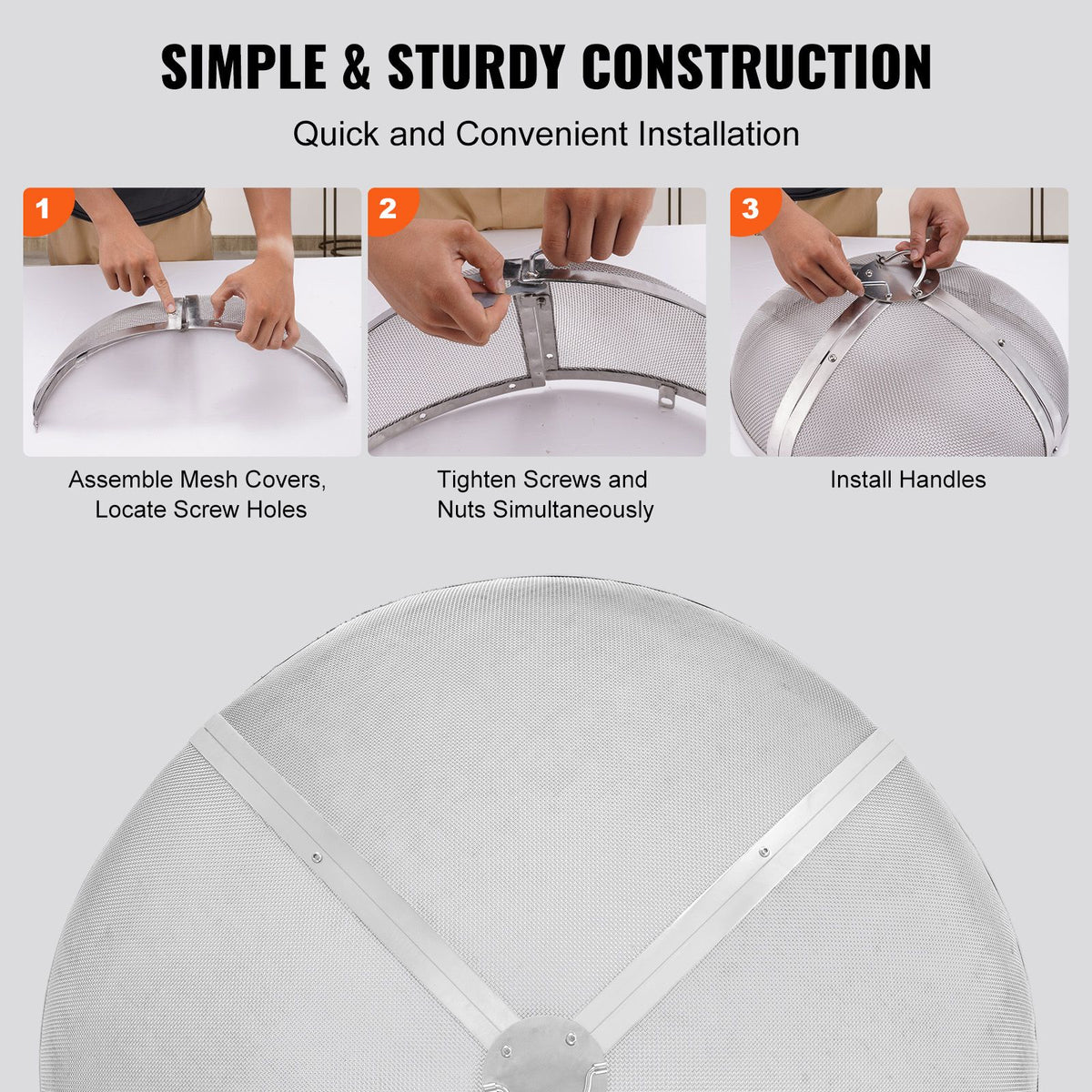 40 Inch Round Fire Pit Spark Screen Cover – Heavy Duty Steel
