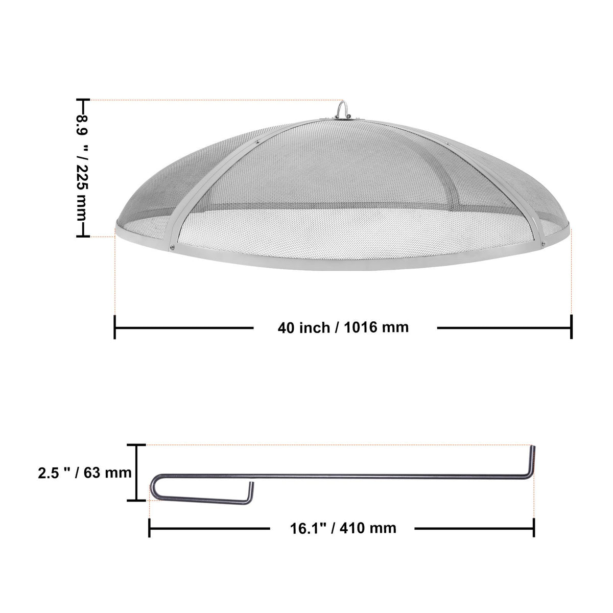 40 Inch Round Fire Pit Spark Screen Cover – Heavy Duty Steel