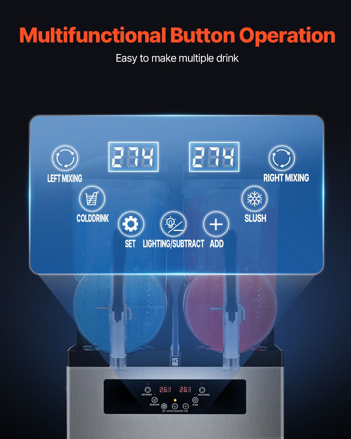 12L x 2 Tank Commercial Slushy Machine – Smoothie Maker