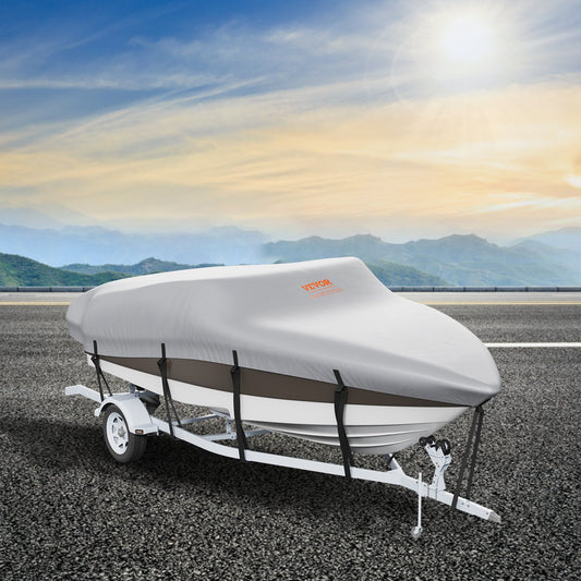 Boat Cover 600D Waterproof 16-18.5 ft Boat Cover V-Hull Tri-Hull Runabout