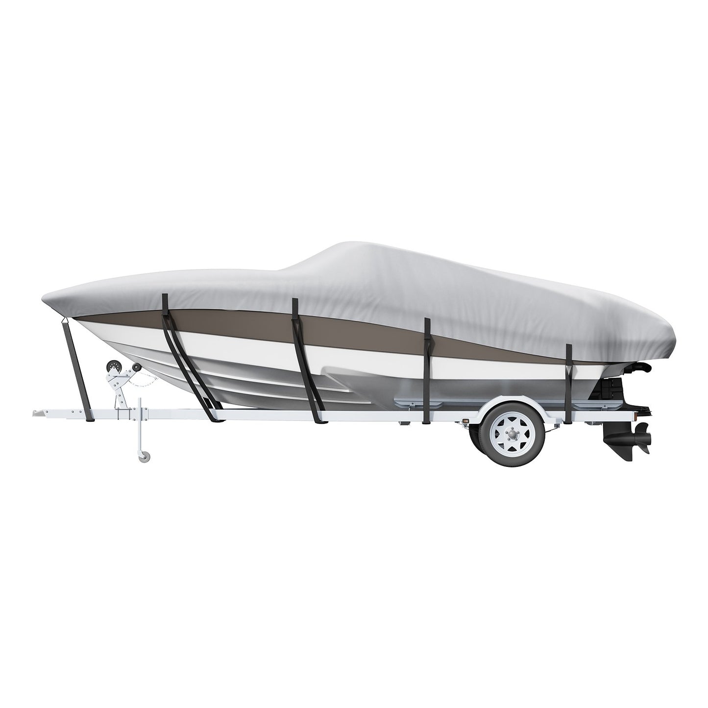 Boat Cover 600D Waterproof 20-22 ft Boat Cover V-Hull Tri-Hull Runabout