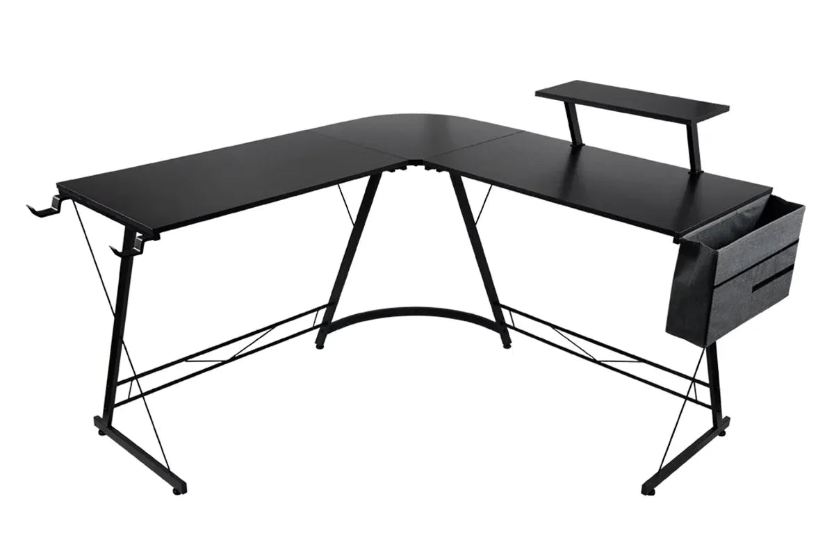 L-Shaped Corner Computer Desk with Screen Stand – Reversible