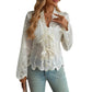 Women's Y2g Cardigan Embroidered V-neck Long Sleeve Lace Shirt