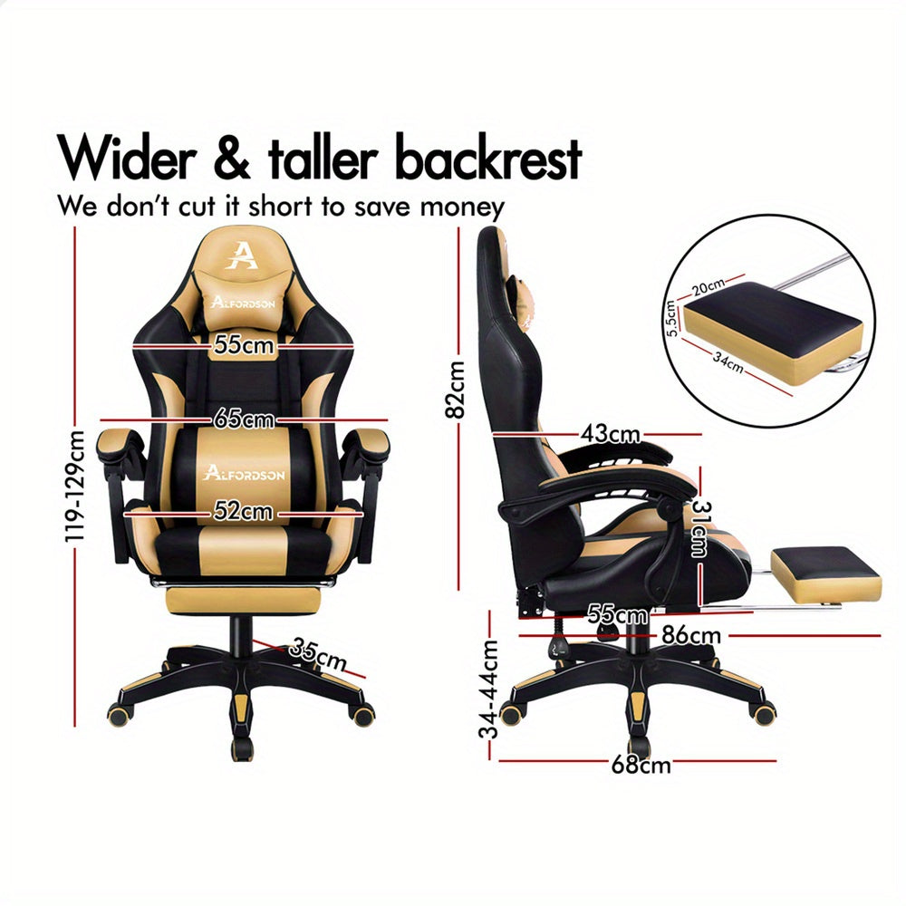 Gaming Office Chair Extra Large Pillow Racing Executive Footrest Seat