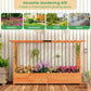 Double Flower Pot Frame with Arch Trellis and Hanging Roof, Raised Garden Bed for Climbing Plants, Patio Backyard Container, Orange Fir Wood