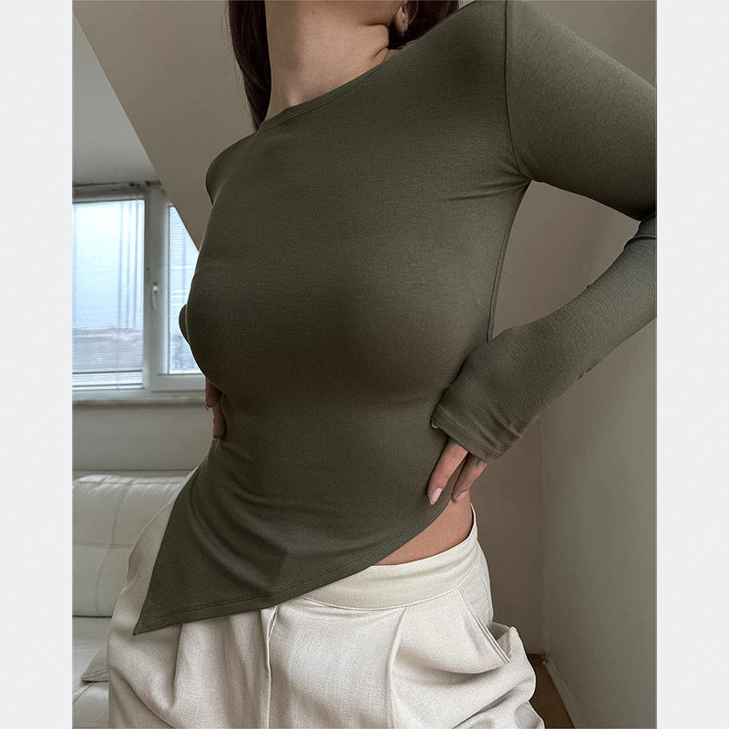 Women's Autumn Fashion Solid Colour Casual Long Sleeves Top