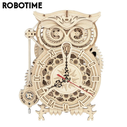 Creative DIY Toys 3D Owl Wooden Clock Building Block Kits For Children Christmas Gifts Home Decoration