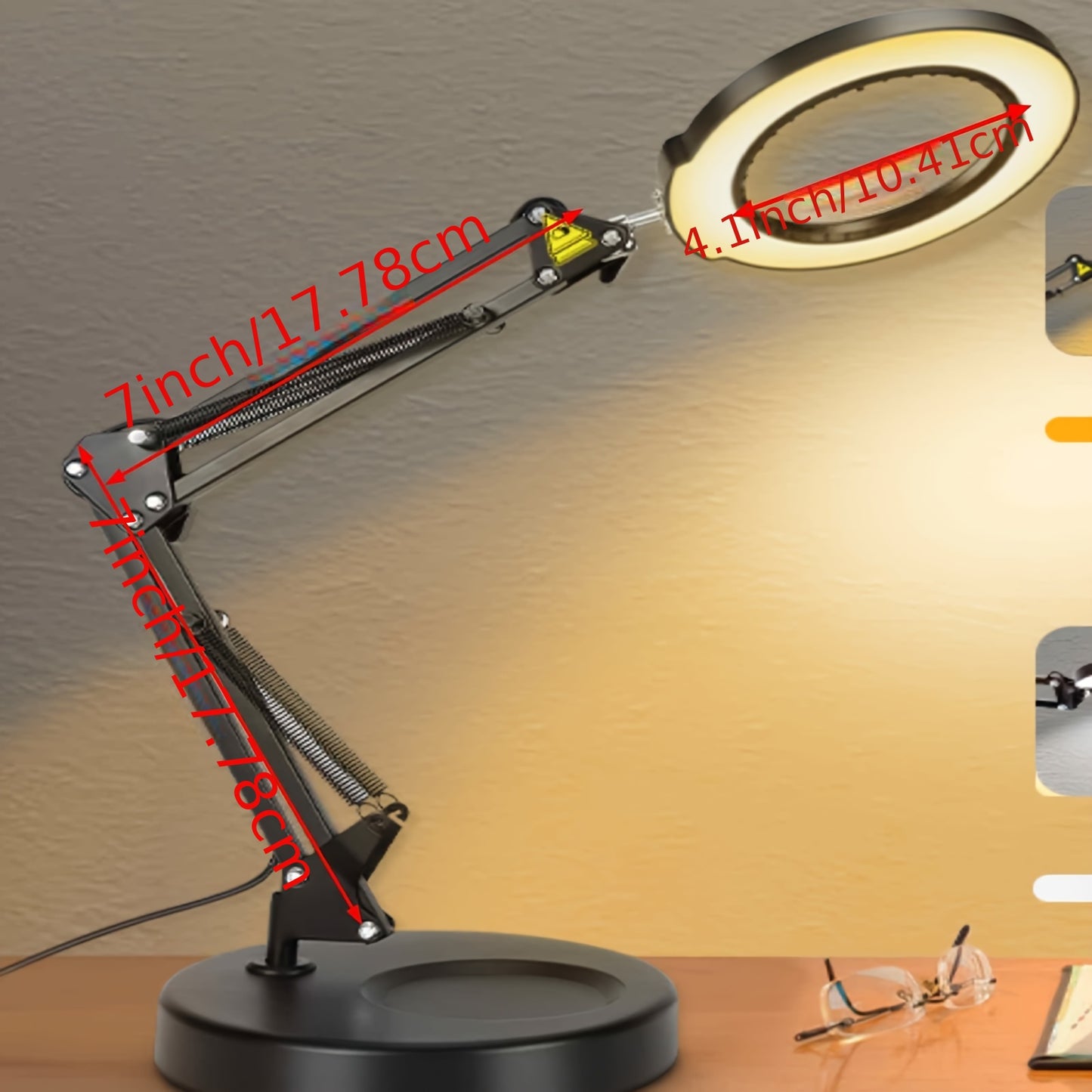 Versatile 10X Magnifying Desk Lamp with Adjustable Arm, 5 Color Modes & Dimmable LED Light - Perfect for Crafts, Repairs & Detailed Work