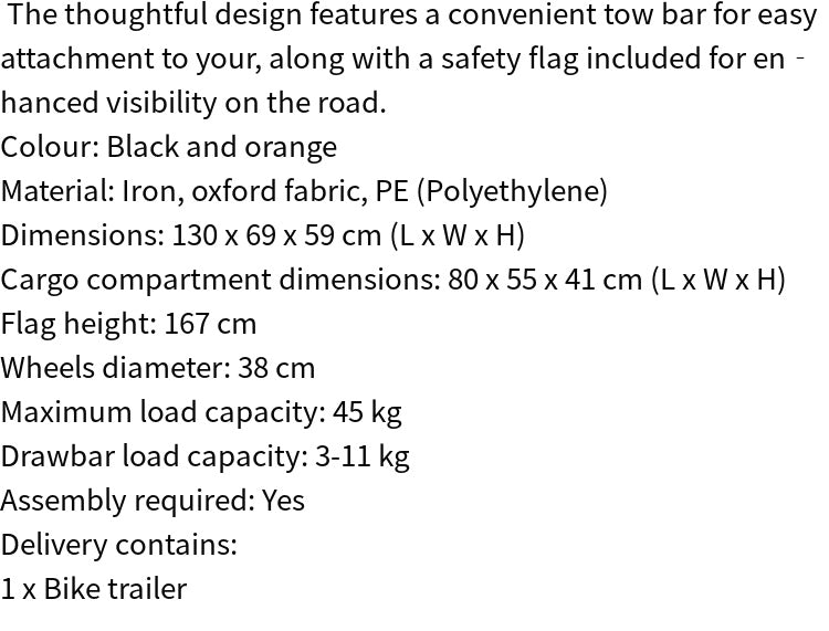 1pc Heavy Duty Bike Trailer, 45kg Load Capacity, Iron Construction, Durable Denim Fabric, Outdoor Adventure Cycling Accessory