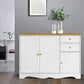 Elegant White Three Door Buffet Sideboard Storage Cabinet for Dining Room and Living Room