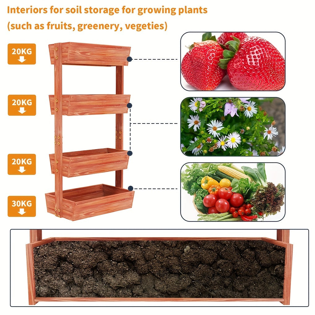 4 Tiers Vertical Raised Garden Bed Outdoor Garden Stand Planter Bed with 4 Container Boxes for Patio Balcony Herbs and Veges