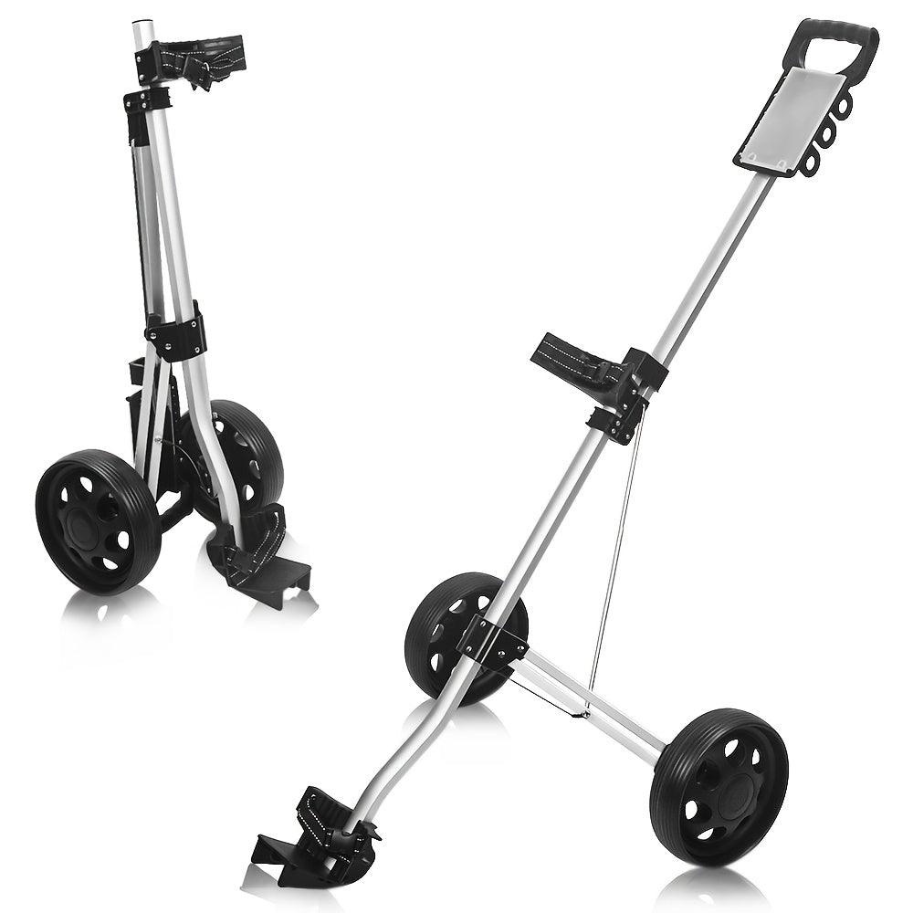 Golf Bag Cart, Two-wheeled Cart, Aluminum Golden Hand Push Cart, Foldable Storage Golf Equipment