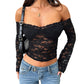 Women's Autumn Fashionable Lace Off-shoulder Long-sleeved Top