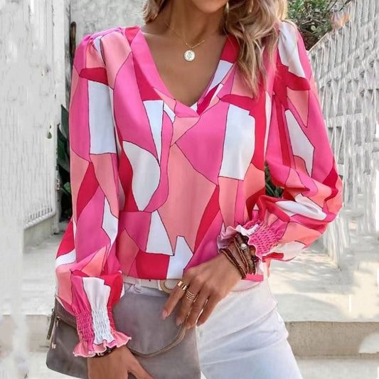 Women's Printed Loose Lapel Long Sleeves Fashion Shirt