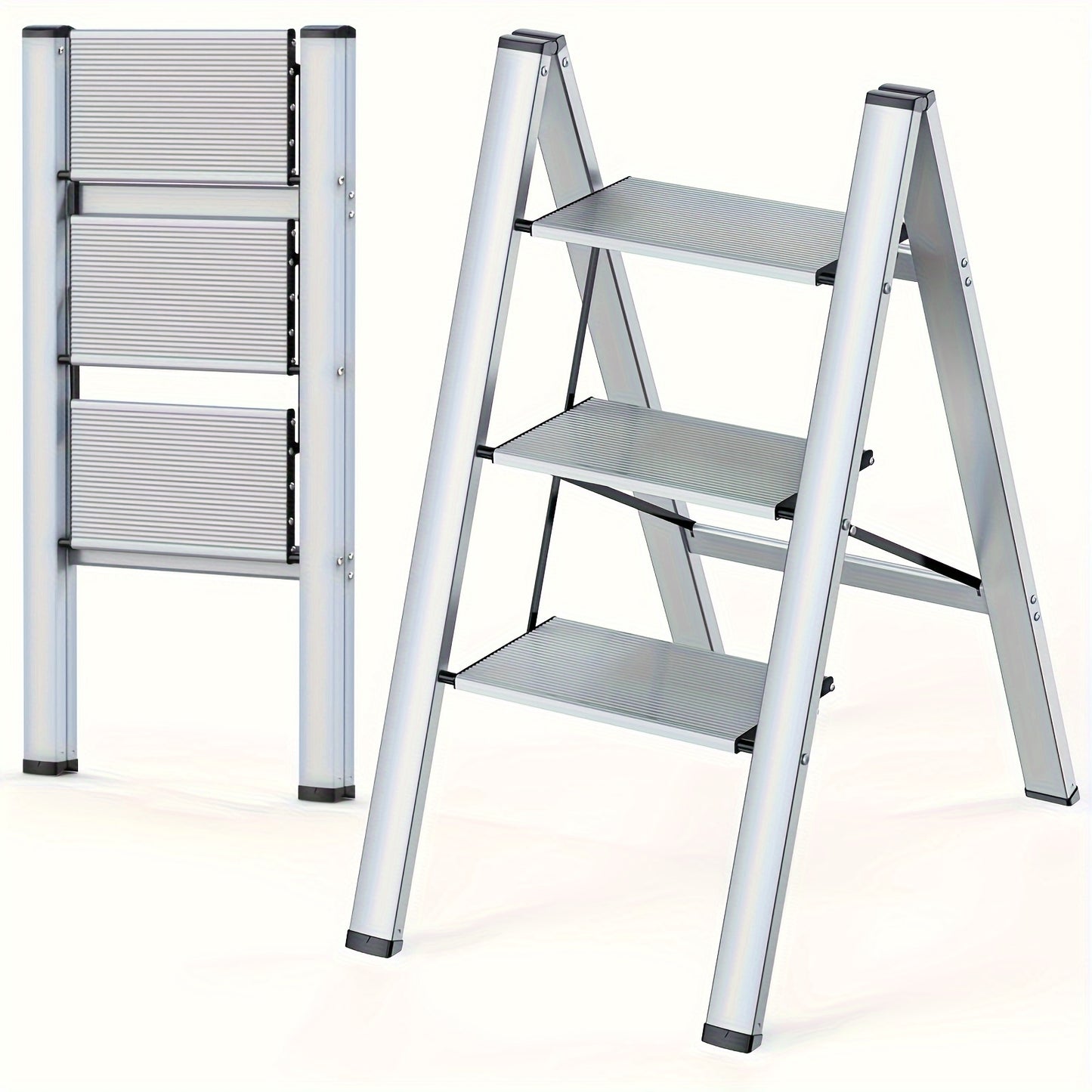 2 Step Ladder/ 3 Step Ladder Aluminum, Lightweight Folding Ladder 2/3 Step With Wide Anti-Slip Pedal, 330 Lbs 150KG Capacity Household Office Portable Stepladder, Portable Stepladder Non-Slip Step Stool For Household Office H