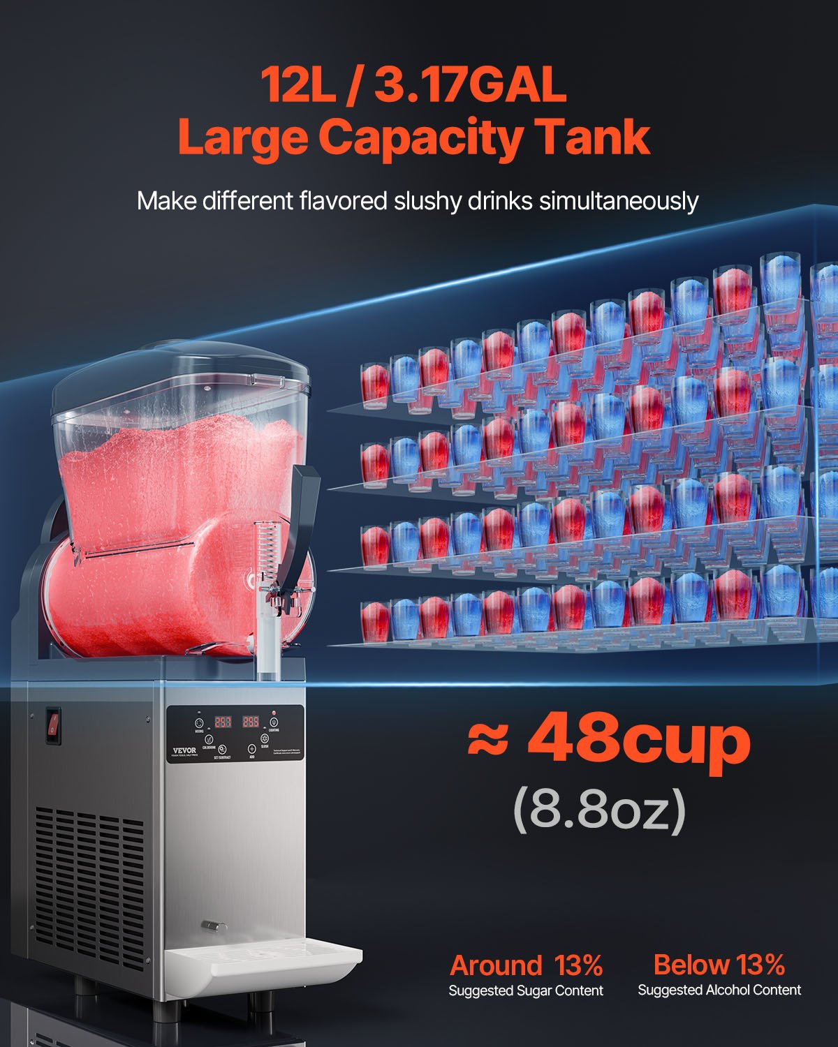 12L Commercial Slushy Machine Margarita Smoothie Frozening Drink Slushie Maker
