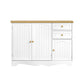 Elegant White Three Door Buffet Sideboard Storage Cabinet for Dining Room and Living Room