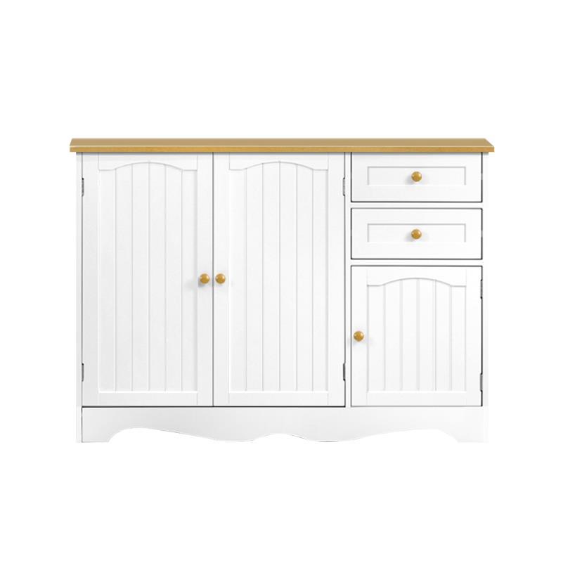 Elegant White Three Door Buffet Sideboard Storage Cabinet for Dining Room and Living Room