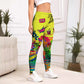 Yellow Cartoon Printed Sports Slim-fitting Leggings