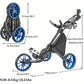 EZ V8 3-Wheel Golf Push Cart - Lightweight, Foldable Design with Foot Brake, Easy Open & Close, Strong Aluminum Frame, Maintenance-Free EVA Wheels, Black with Blue Accents