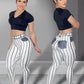 Denim Line Printing High Waist Yoga Pants