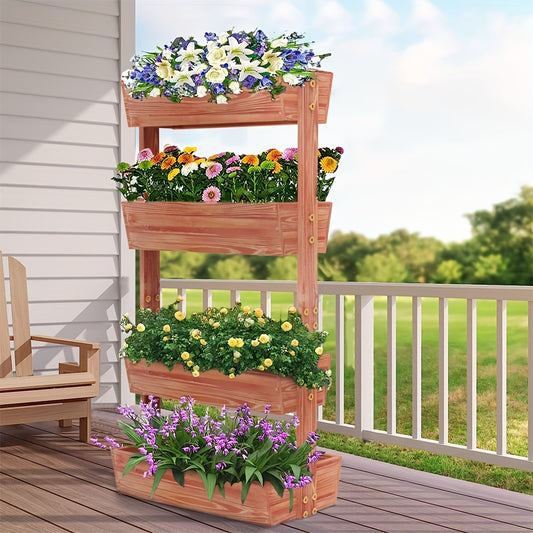 4 Tiers Vertical Raised Garden Bed Outdoor Garden Stand Planter Bed with 4 Container Boxes for Patio Balcony Herbs and Veges