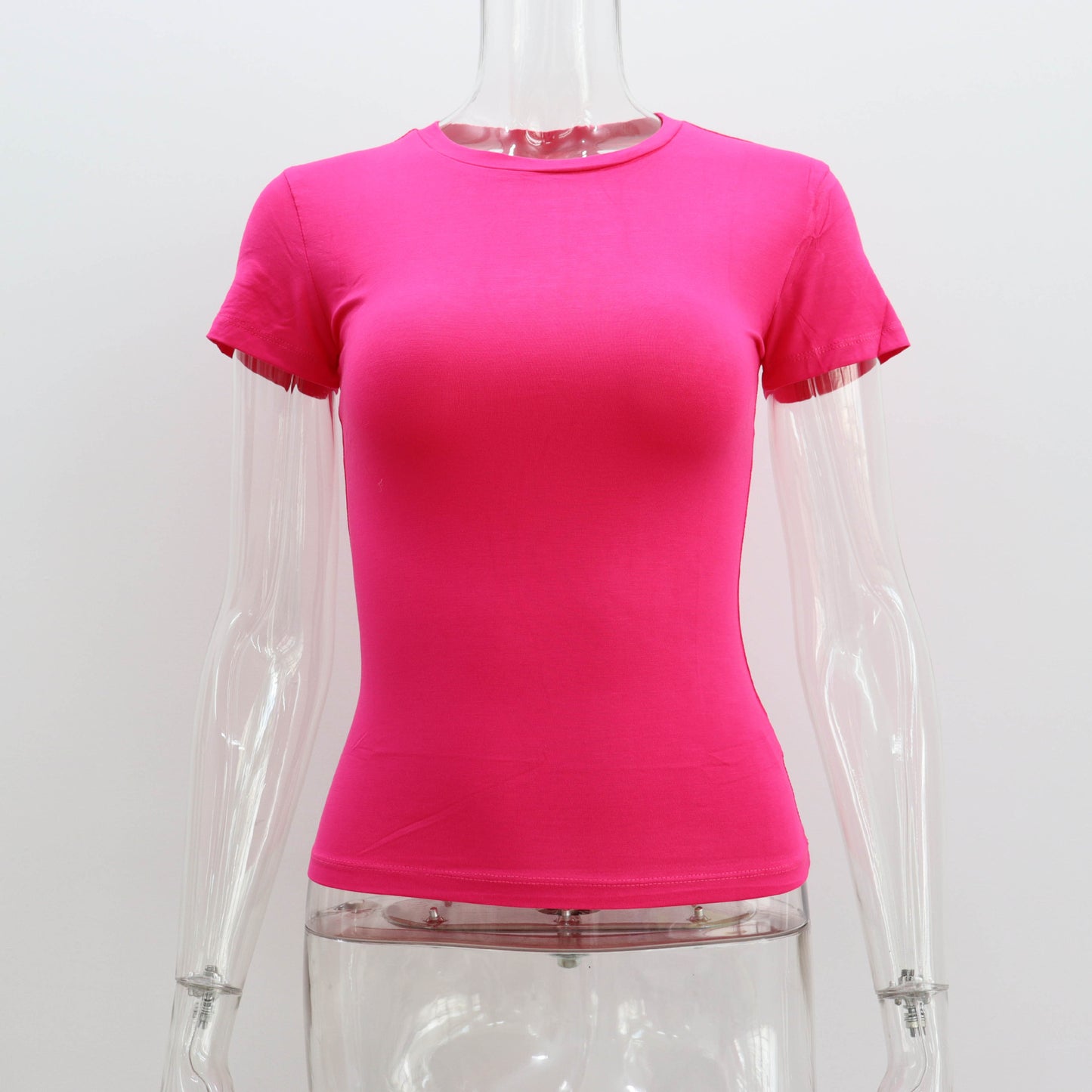 Basic Style Round Neck Short Sleeve Women's Tight Sexy