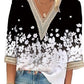 Women's Loose New Multi-Colour Floral Print Stitching Lace Mid-sleeve V-neck T-shirt