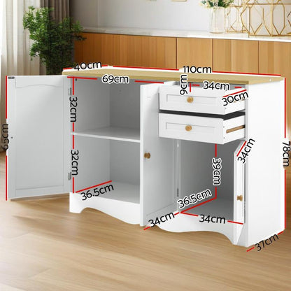 Elegant White Three Door Buffet Sideboard Storage Cabinet for Dining Room and Living Room