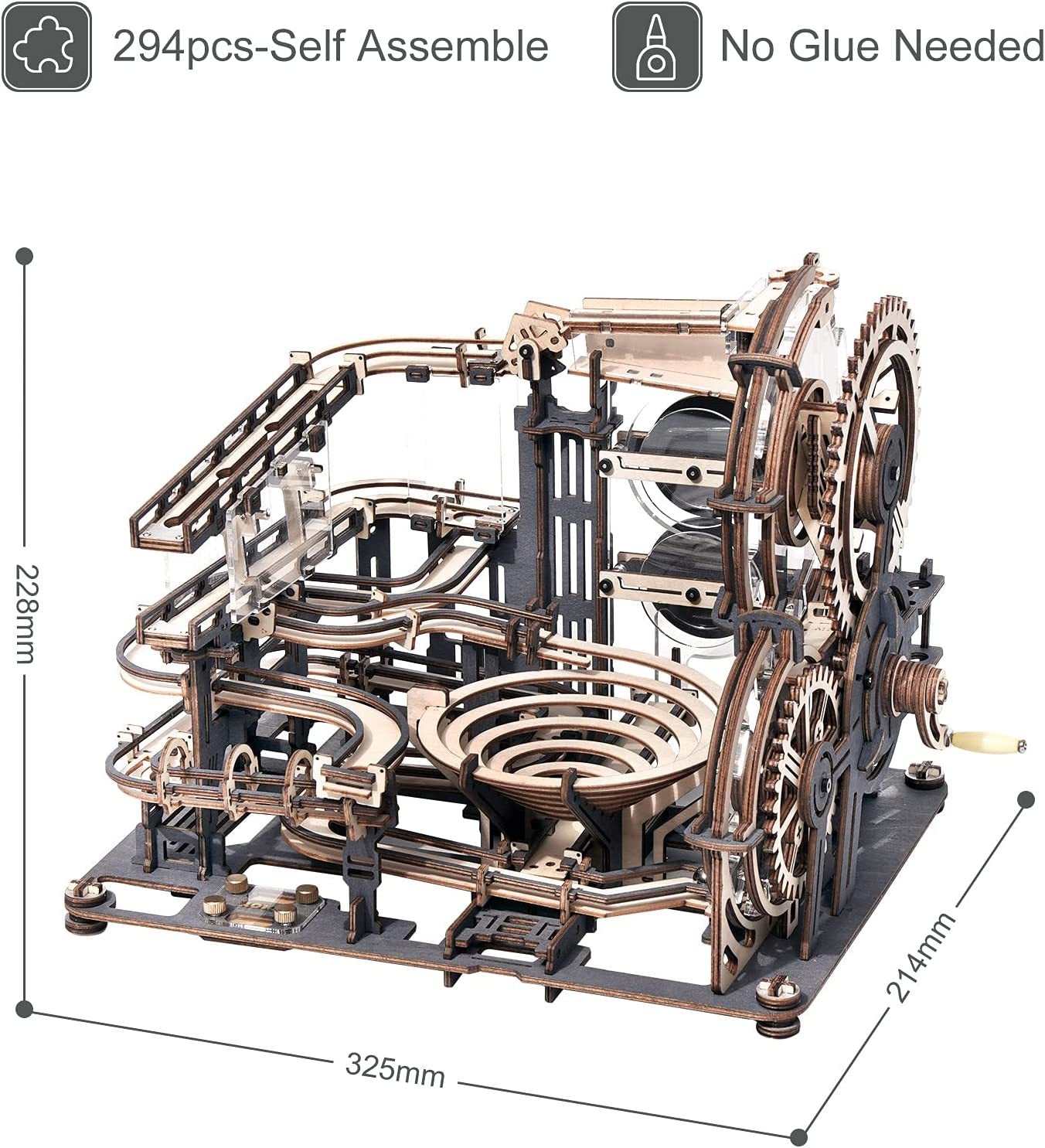 Marble Night City 3D Wooden Puzzle Games Assembly Waterwheel Model Toys For Children Kids Birthday Gift