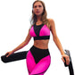 Women's Contrast Colour Fit Stitching Sports Yoga Ninth Pants