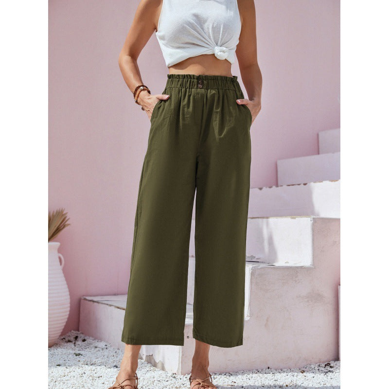 High Waist Straight Casual Pants