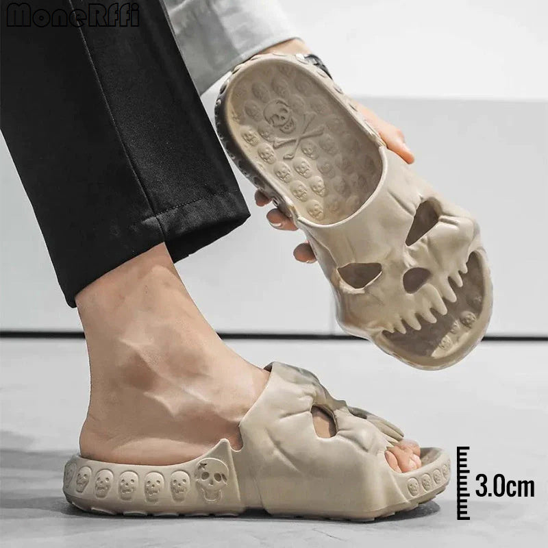 Personalised Skull Design Halloween Slippers Bathroom Indoor Outdoor Funny Slides Beach Shoes