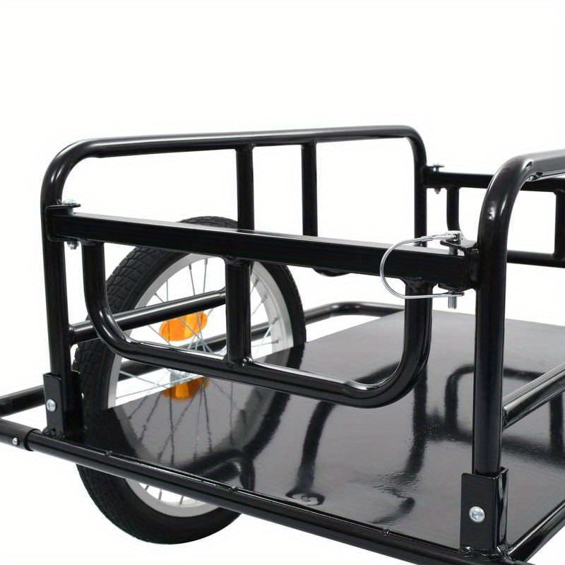 1pc Heavy-Duty Steel Bike Trailer for Hauling Luggage, Plants, Tools, and Groceries - Non-Woven, Black, Single Pack